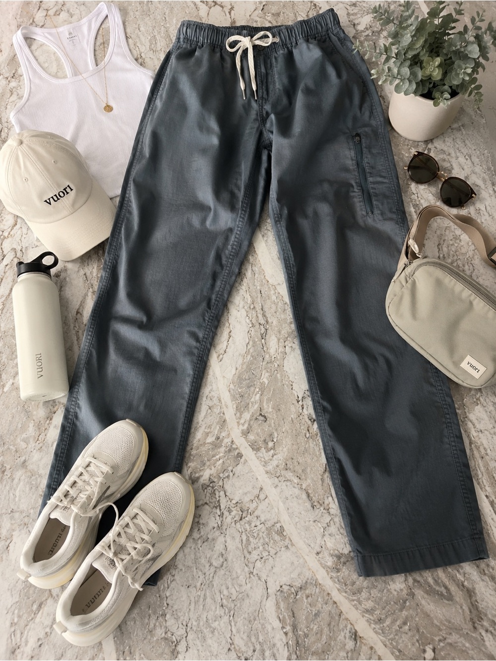 Vuori Ripstop Drawstring Adventure Pants Stormy Gray Organic Cotton Size Large